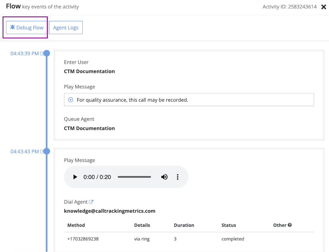 ctm call tracking software interface