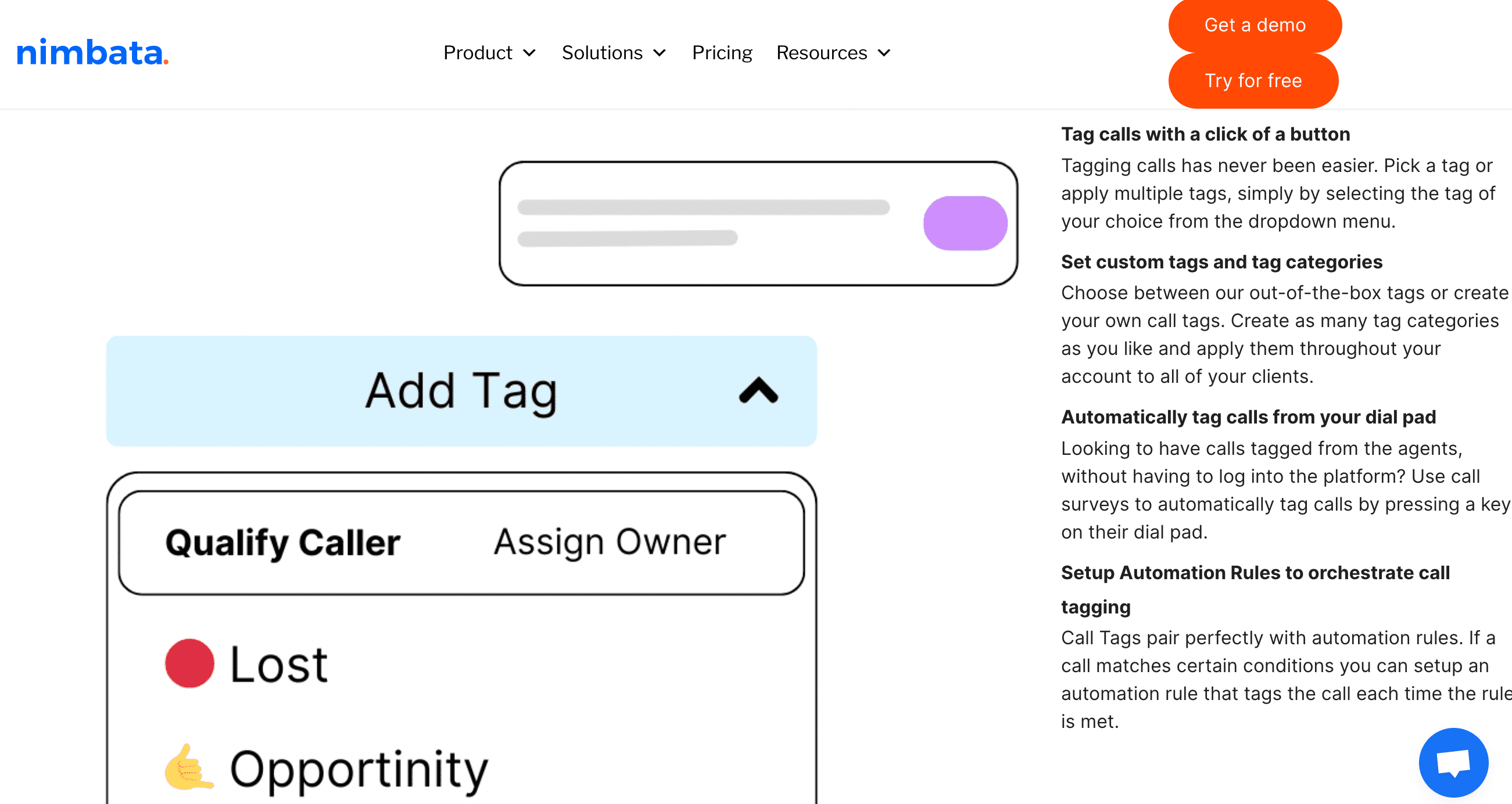nimbata call tracking tag