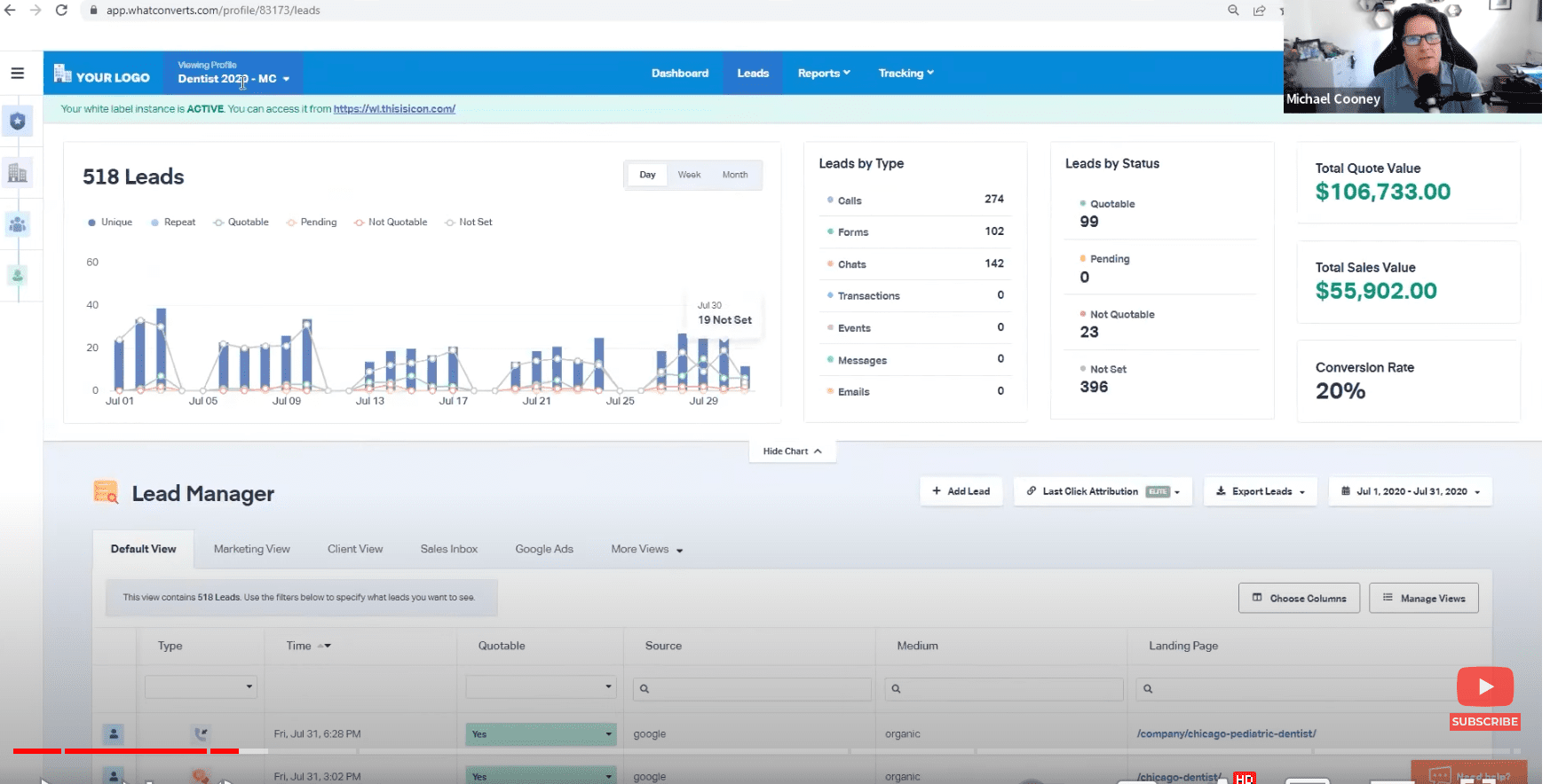 whatconverts call tracking records navigation